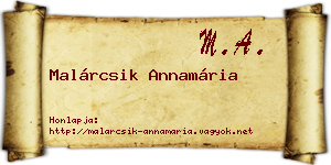 Malárcsik Annamária névjegykártya
